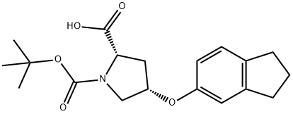(2S,4S)-1-(TERT-BUTOXYCARBONYL)-4-(2,3-DIHYDRO-1H-INDEN-5-YLOXY)-2-PYRROLIDINECARBOXYLIC ACID 结构式