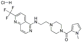 N-(2-(4-[(1-METHYL-1H-PYRROL-2-YL)CARBONYL]PIPERAZIN-1-YL)ETHYL)-2-(TRIFLUOROMETHYL)-1,6-NAPHTHYRIDIN-5-AMINE HYDROCHLORIDE 结构式