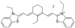 3-Ethyl-2-[(E)-2-(2-ethyl-3-((E)-2-[3-ethyl-1,3-benzothiazol-2(3H)-ylidene]ethylidene)-1-cyclohexen-1-yl)ethenyl]-1,3-benzothiazol-3-ium iodide 结构式