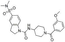 5-[(DIMETHYLAMINO)SULFONYL]-N-[1-(3-METHOXYBENZOYL)PIPERIDIN-4-YL]INDOLINE-1-CARBOXAMIDE 结构式