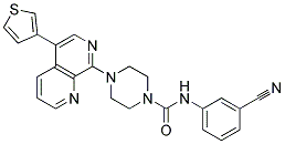 N-(3-CYANOPHENYL)-4-[5-(3-THIENYL)-1,7-NAPHTHYRIDIN-8-YL]PIPERAZINE-1-CARBOXAMIDE 结构式