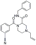 4-ALLYL-N-BENZYL-1-(3-CYANOBENZOYL)PIPERAZINE-2-CARBOXAMIDE 结构式