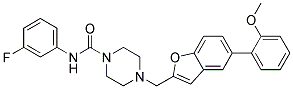 N-(3-FLUOROPHENYL)-4-([5-(2-METHOXYPHENYL)-1-BENZOFURAN-2-YL]METHYL)PIPERAZINE-1-CARBOXAMIDE 结构式