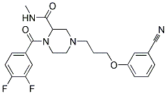 4-[3-(3-CYANOPHENOXY)PROPYL]-1-(3,4-DIFLUOROBENZOYL)-N-METHYLPIPERAZINE-2-CARBOXAMIDE 结构式