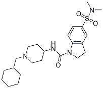 N-[1-(CYCLOHEXYLMETHYL)PIPERIDIN-4-YL]-5-[(DIMETHYLAMINO)SULFONYL]INDOLINE-1-CARBOXAMIDE 结构式