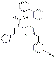 N'-BIPHENYL-2-YL-N-[1-(3-CYANOBENZYL)PIPERIDIN-4-YL]-N-(2-PYRROLIDIN-1-YLETHYL)UREA 结构式