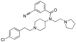 N-(1-[2-(4-CHLOROPHENYL)ETHYL]PIPERIDIN-4-YL)-3-CYANO-N-(2-PYRROLIDIN-1-YLETHYL)BENZAMIDE 结构式