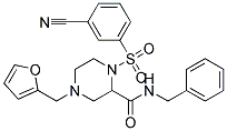 N-BENZYL-1-[(3-CYANOPHENYL)SULFONYL]-4-(2-FURYLMETHYL)PIPERAZINE-2-CARBOXAMIDE 结构式