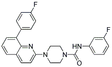 N-(3-FLUOROPHENYL)-4-[8-(4-FLUOROPHENYL)QUINOLIN-2-YL]PIPERAZINE-1-CARBOXAMIDE 结构式