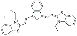 3-Ethyl-2-[(E)-2-(1-((Z)-2-[3-ethyl-1,3-benzothiazol-2(3H)-ylidene]ethylidene)-1H-inden-3-yl)ethenyl]-1,3-benzothiazol-3-ium iodide 结构式