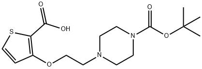 3-(2-(4-(叔丁氧基羰基)哌嗪-1-基)乙氧基)噻吩-2-羧酸 结构式