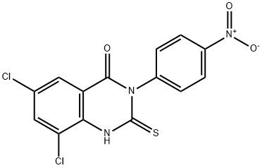 6,8-DICHLORO-3-(4-NITROPHENYL)-2-THIOXO-2,3-DIHYDRO-4(1H)-QUINAZOLINONE 结构式