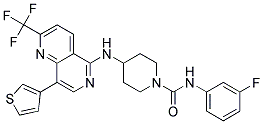 N-(3-FLUOROPHENYL)-4-([8-(3-THIENYL)-2-(TRIFLUOROMETHYL)-1,6-NAPHTHYRIDIN-5-YL]AMINO)PIPERIDINE-1-CARBOXAMIDE 结构式