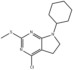 4-CHLORO-7-CYCLOHEXYL-6,7-DIHYDRO-2-(METHYLTHIO)-(5H)-PYRROLO[2,3-D]PYRIMIDINE 结构式
