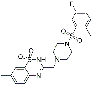 3-((4-[(5-FLUORO-2-METHYLPHENYL)SULFONYL]PIPERAZIN-1-YL)METHYL)-7-METHYL-2H-1,2,4-BENZOTHIADIAZINE 1,1-DIOXIDE 结构式