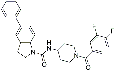 N-[1-(3,4-DIFLUOROBENZOYL)PIPERIDIN-4-YL]-5-PHENYLINDOLINE-1-CARBOXAMIDE 结构式