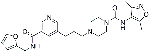 N-(3,5-DIMETHYLISOXAZOL-4-YL)-4-[3-(5-([(2-FURYLMETHYL)AMINO]CARBONYL)PYRIDIN-3-YL)PROPYL]PIPERAZINE-1-CARBOXAMIDE 结构式