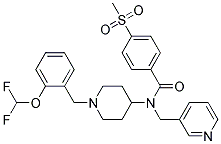 N-(1-[2-(DIFLUOROMETHOXY)BENZYL]PIPERIDIN-4-YL)-4-(METHYLSULFONYL)-N-(PYRIDIN-3-YLMETHYL)BENZAMIDE 结构式