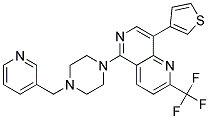 5-[4-(PYRIDIN-3-YLMETHYL)PIPERAZIN-1-YL]-8-(3-THIENYL)-2-(TRIFLUOROMETHYL)-1,6-NAPHTHYRIDINE 结构式