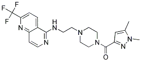 N-(2-(4-[(1,5-DIMETHYL-1H-PYRAZOL-3-YL)CARBONYL]PIPERAZIN-1-YL)ETHYL)-2-(TRIFLUOROMETHYL)-1,6-NAPHTHYRIDIN-5-AMINE 结构式