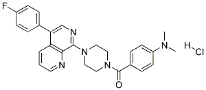 4-((4-[5-(4-FLUOROPHENYL)-1,7-NAPHTHYRIDIN-8-YL]PIPERAZIN-1-YL)CARBONYL)-N,N-DIMETHYLANILINE HYDROCHLORIDE 结构式