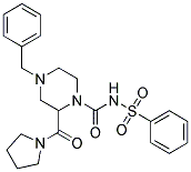 4-BENZYL-N-(PHENYLSULFONYL)-2-(PYRROLIDIN-1-YLCARBONYL)PIPERAZINE-1-CARBOXAMIDE 结构式