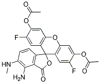 4-AMINO-5-METHYLAMINO-2',7'-DIFLUOROFLUORESCEIN DIACETATE 结构式