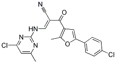 3-[(4-CHLORO-6-METHYLPYRIMIDIN-2-YL)AMINO]-2-{[5-(4-CHLOROPHENYL)-2-METHYL- 3-FURYL]CARBONYL}ACRYLONITRILE 结构式