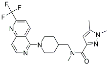 N,1,5-TRIMETHYL-N-((1-[2-(TRIFLUOROMETHYL)-1,6-NAPHTHYRIDIN-5-YL]PIPERIDIN-4-YL)METHYL)-1H-PYRAZOLE-3-CARBOXAMIDE 结构式