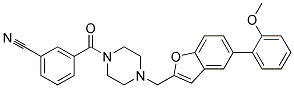 3-[(4-([5-(2-METHOXYPHENYL)-1-BENZOFURAN-2-YL]METHYL)PIPERAZIN-1-YL)CARBONYL]BENZONITRILE 结构式