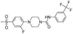 4-[2-FLUORO-4-(METHYLSULFONYL)PHENYL]-N-[3-(TRIFLUOROMETHYL)PHENYL]PIPERAZINE-1-CARBOXAMIDE 结构式