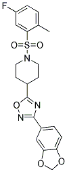 4-[3-(1,3-BENZODIOXOL-5-YL)-1,2,4-OXADIAZOL-5-YL]-1-[(5-FLUORO-2-METHYLPHENYL)SULFONYL]PIPERIDINE 结构式