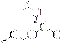 N'-(3-ACETYLPHENYL)-N-[1-(3-CYANOBENZYL)PIPERIDIN-4-YL]-N-(2-PHENYLETHYL)UREA 结构式