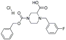 4-(3-FLUORO-BENZYL)-PIPERAZINE-1,3-DICARBOXYLIC ACID 1-BENZYL ESTER HYDROCHLORIDE 结构式