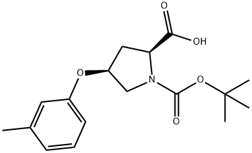(2S,4S)-1-(TERT-BUTOXYCARBONYL)-4-(3-METHYL-PHENOXY)-2-PYRROLIDINECARBOXYLIC ACID 结构式