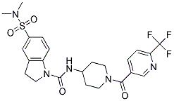 5-[(DIMETHYLAMINO)SULFONYL]-N-(1-([6-(TRIFLUOROMETHYL)PYRIDIN-3-YL]CARBONYL)PIPERIDIN-4-YL)INDOLINE-1-CARBOXAMIDE 结构式