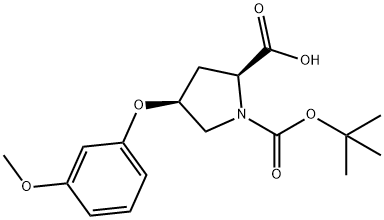 (2S,4S)-1-(叔丁氧基羰基)-4-(3-甲氧基苯氧基)吡咯烷-2-羧酸 结构式