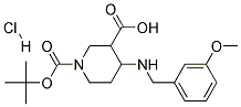 4-(3-METHOXY-BENZYLAMINO)-PIPERIDINE-1,3-DICARBOXYLIC ACID 1-TERT-BUTYL ESTER HYDROCHLORIDE 结构式
