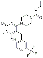 4-[6-Hydroxy-1-methyl-2-oxo-5-(3-trifluoromethyl-benzyl)-1,2-dihydro-pyrimidin-4-yl]-piperazine-1-carboxylic acid ethyl ester 结构式