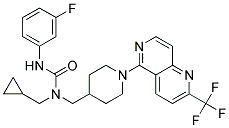 N-(CYCLOPROPYLMETHYL)-N'-(3-FLUOROPHENYL)-N-((1-[2-(TRIFLUOROMETHYL)-1,6-NAPHTHYRIDIN-5-YL]PIPERIDIN-4-YL)METHYL)UREA 结构式