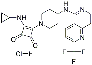 3-(CYCLOPROPYLAMINO)-4-(4-([2-(TRIFLUOROMETHYL)-1,6-NAPHTHYRIDIN-5-YL]AMINO)PIPERIDIN-1-YL)CYCLOBUT-3-ENE-1,2-DIONE HYDROCHLORIDE 结构式