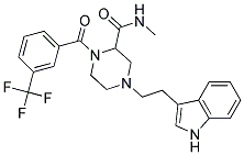 4-[2-(1H-INDOL-3-YL)ETHYL]-N-METHYL-1-[3-(TRIFLUOROMETHYL)BENZOYL]PIPERAZINE-2-CARBOXAMIDE 结构式