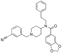 N-[1-(3-Cyanobenzyl)piperidin-4-yl]-N-(2-phenylethyl)-1,3-benzodioxole-5-carboxamide 结构式
