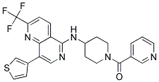 N-[1-(PYRIDIN-3-YLCARBONYL)PIPERIDIN-4-YL]-8-(3-THIENYL)-2-(TRIFLUOROMETHYL)-1,6-NAPHTHYRIDIN-5-AMINE 结构式