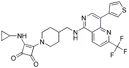 3-(CYCLOPROPYLAMINO)-4-[4-(([8-(3-THIENYL)-2-(TRIFLUOROMETHYL)-1,6-NAPHTHYRIDIN-5-YL]AMINO)METHYL)PIPERIDIN-1-YL]CYCLOBUT-3-ENE-1,2-DIONE 结构式