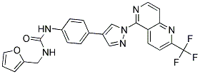 N-(2-FURYLMETHYL)-N'-(4-(1-[2-(TRIFLUOROMETHYL)-1,6-NAPHTHYRIDIN-5-YL]-1H-PYRAZOL-4-YL)PHENYL)UREA 结构式