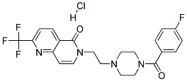 6-(2-[4-(4-FLUOROBENZOYL)PIPERAZIN-1-YL]ETHYL)-2-(TRIFLUOROMETHYL)-1,6-NAPHTHYRIDIN-5(6H)-ONE HYDROCHLORIDE 结构式