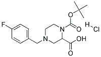 4-(4-FLUORO-BENZYL)-PIPERAZINE-1,2-DICARBOXYLIC ACID 1-TERT-BUTYL ESTER HYDROCHLORIDE 结构式