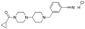 3-((4-[4-(CYCLOPROPYLCARBONYL)PIPERAZIN-1-YL]PIPERIDIN-1-YL)METHYL)BENZONITRILE HYDROCHLORIDE 结构式