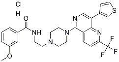 3-METHOXY-N-(2-(4-[8-(3-THIENYL)-2-(TRIFLUOROMETHYL)-1,6-NAPHTHYRIDIN-5-YL]PIPERAZIN-1-YL)ETHYL)BENZAMIDE HYDROCHLORIDE 结构式